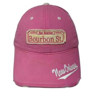 Sun Products Baseball Cap Pink White OS Strapback New Orleans Bourbon St Hat